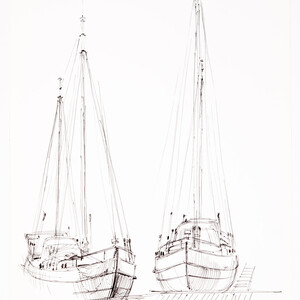 2 zeilboten in de haven - Gerard van Straaten