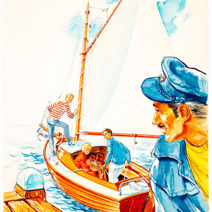 3 kinderen op zeilboot varen weg - Gerard van Straaten