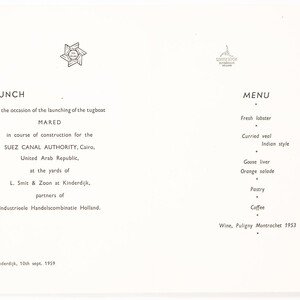 Binnenkant menu ‘Mared’ - Gerard van Straaten