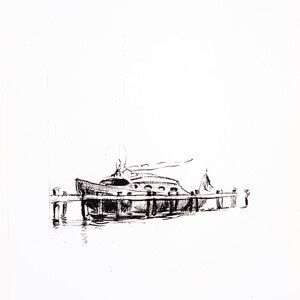 Boot aan steiger - Gerard van Straaten