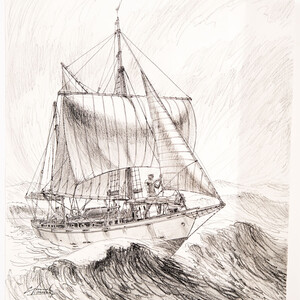 Boot met alle zeilen open - Gerard van Straaten