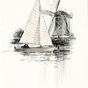 Boot met maan en molen - Gerard van Straaten