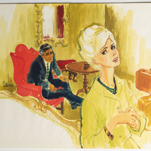 Man en vrouw met rode stoel - Gerard van Straaten