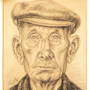 Oude man portret met pet op - Gerard van Straaten