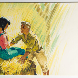Vrouw op hooibal - Gerard van Straaten